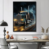 Semi Truck Midnight Cruiser - Truck Canvas Wall Art