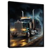 Semi Truck Midnight Cruiser - Truck Canvas Wall Art