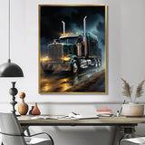 Semi Truck Midnight Cruiser - Truck Canvas Wall Art