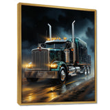 Semi Truck Midnight Cruiser - Truck Canvas Wall Art