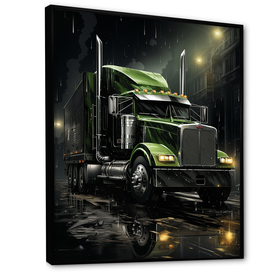 Semi Truck Night Hawk - Truck Canvas Wall Art
