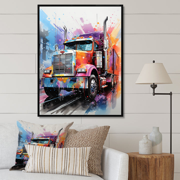 Semi Truck Rebel Rumble I - Truck Canvas Wall Art