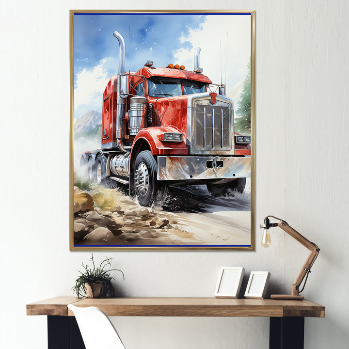 Semi Truck Road King I - Truck Canvas Wall Art