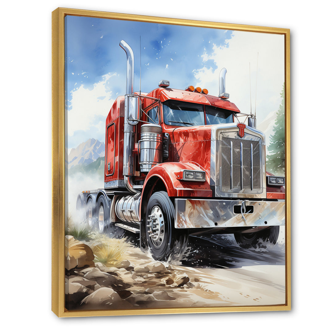 Semi Truck Road King I - Truck Canvas Wall Art