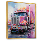 Pink Semi Truck Showstopper - Truck Canvas Wall Art