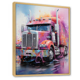 Pink Semi Truck Showstopper - Truck Canvas Wall Art