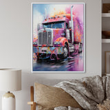 Pink Semi Truck Showstopper - Truck Canvas Wall Art