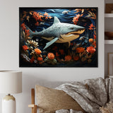 Blue Shark Silent Hunter Papercut - Shark Home Decor Art