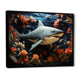Blue Shark Silent Hunter Papercut - Shark Home Decor Art