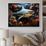 Blue Shark Silent Hunter Papercut - Shark Home Decor Art