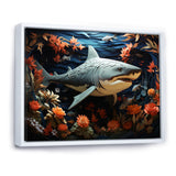 Blue Shark Silent Hunter Papercut - Shark Home Decor Art