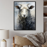 Grey White Sheep Abstracted Fleece - Sheep Canvas Wall Art