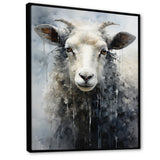 Grey White Sheep Abstracted Fleece - Sheep Canvas Wall Art