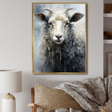 Grey White Sheep Abstracted Fleece - Sheep Canvas Wall Art