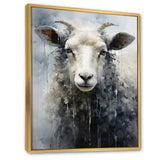 Grey White Sheep Abstracted Fleece - Sheep Canvas Wall Art