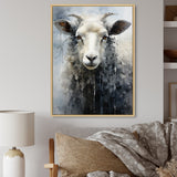 Grey White Sheep Abstracted Fleece - Sheep Canvas Wall Art