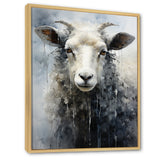 Grey White Sheep Abstracted Fleece - Sheep Canvas Wall Art