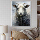 Grey White Sheep Abstracted Fleece - Sheep Canvas Wall Art