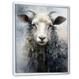Grey White Sheep Abstracted Fleece - Sheep Canvas Wall Art