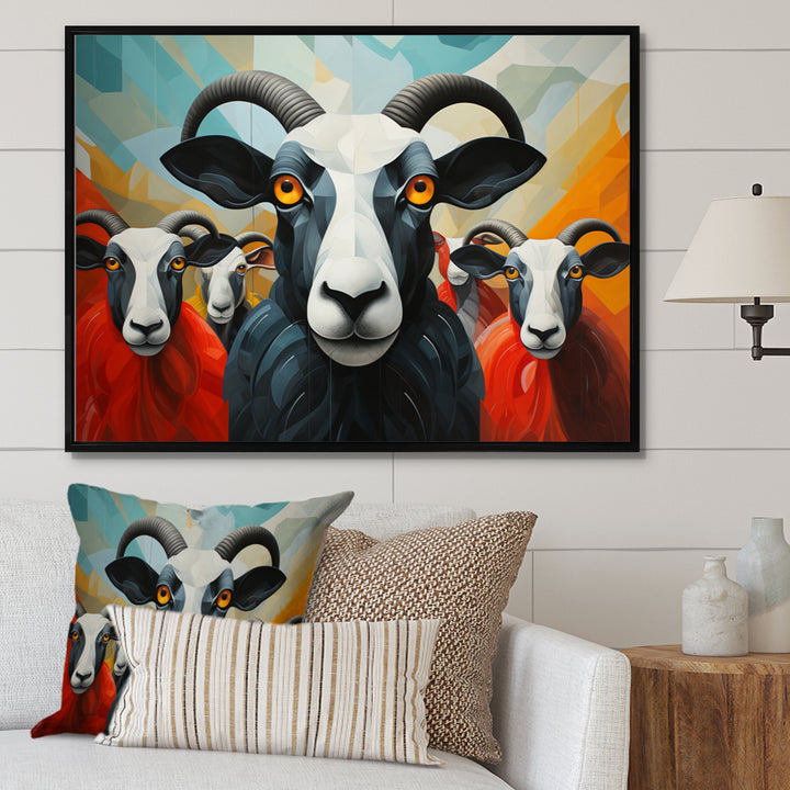 Colorful Sheep Abstracted Flock - Sheep Wall Decor