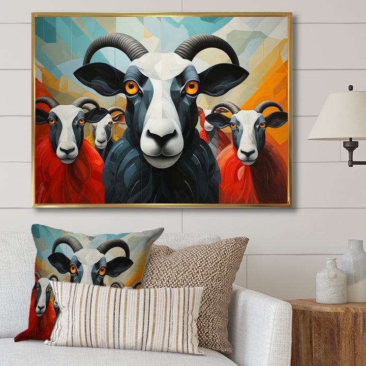 Colorful Sheep Abstracted Flock - Sheep Wall Decor