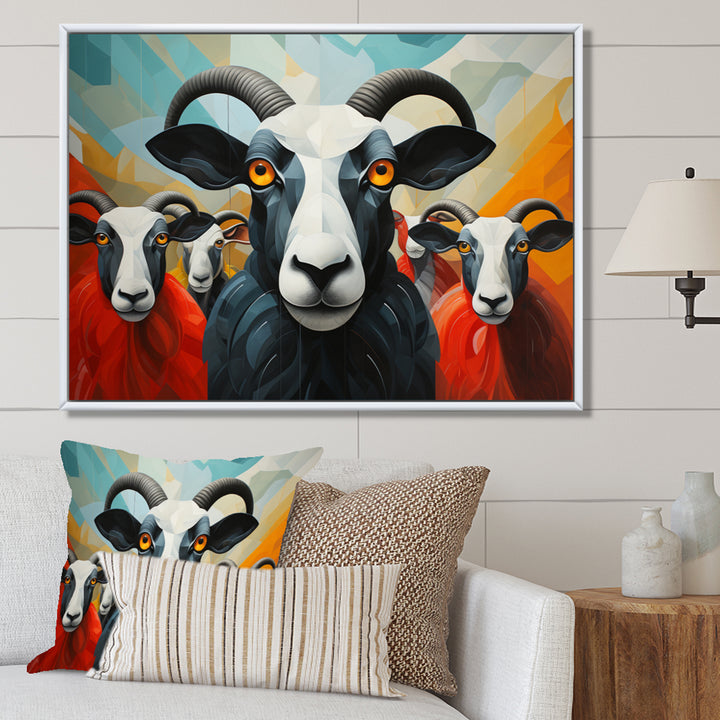 Colorful Sheep Abstracted Flock - Sheep Wall Decor