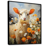 Sheep In Daisies - Sheep Framed Canvas Art
