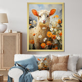 Sheep In Daisies - Sheep Framed Canvas Art