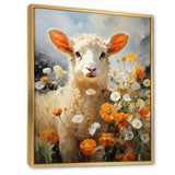 Sheep In Daisies - Sheep Framed Canvas Art