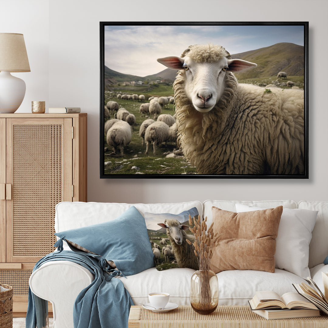 Sheep Environmental in Mountain - Sheep Bedroom Wall Art