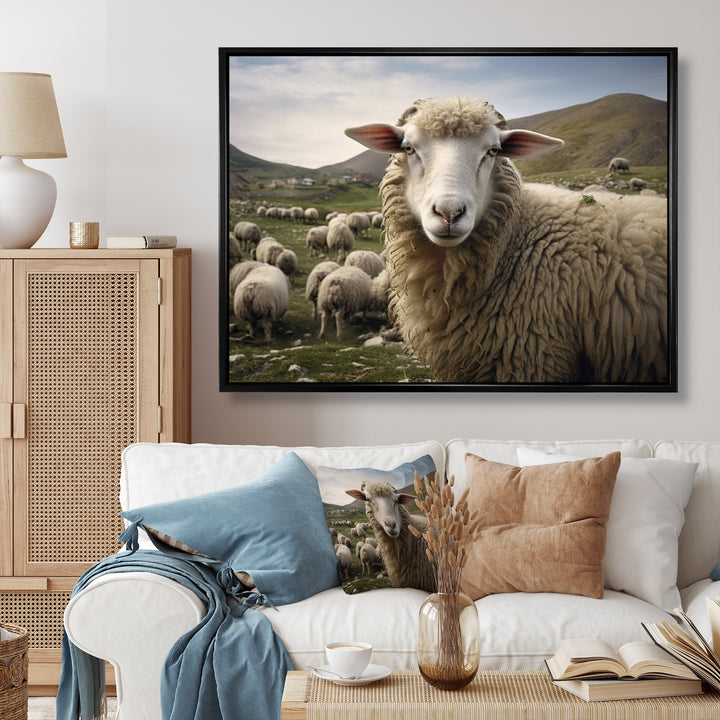 Sheep Environmental in Mountain - Sheep Bedroom Wall Art