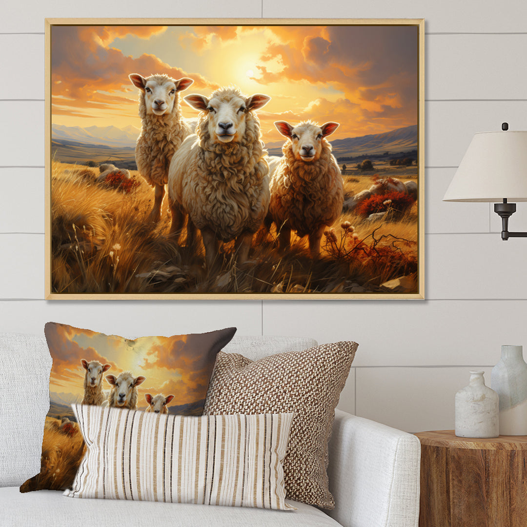 Sheep Golden Flock - Yellow Sheep Wall Art