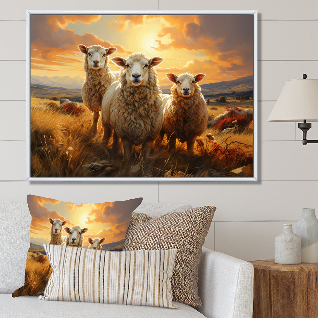 Sheep Golden Flock - Yellow Sheep Wall Art