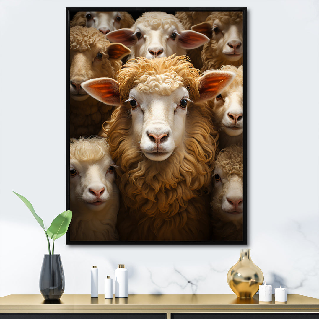 Sheep Family Harmony - Sheep Large Canvas Wall Art