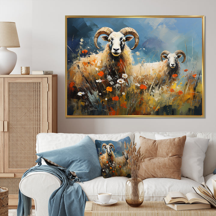 Sheep Grazing Impressionistic - Sheep Bedroom Wall Art