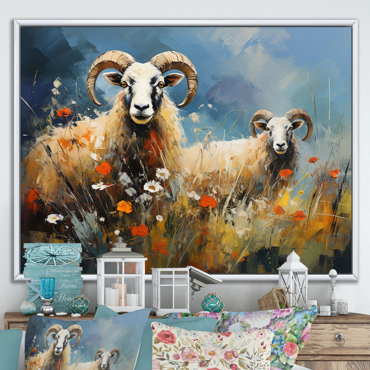 Sheep Grazing Impressionistic - Sheep Bedroom Wall Art