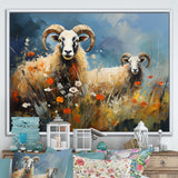 Sheep Grazing Impressionistic - Sheep Bedroom Wall Art