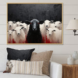 Black White Sheep Minimalist Flock - Sheep Wall Decor