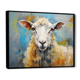 Encaustic Blue And Beige Sheep - Beige Sheep Wall Art