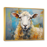 Encaustic Blue And Beige Sheep - Beige Sheep Wall Art