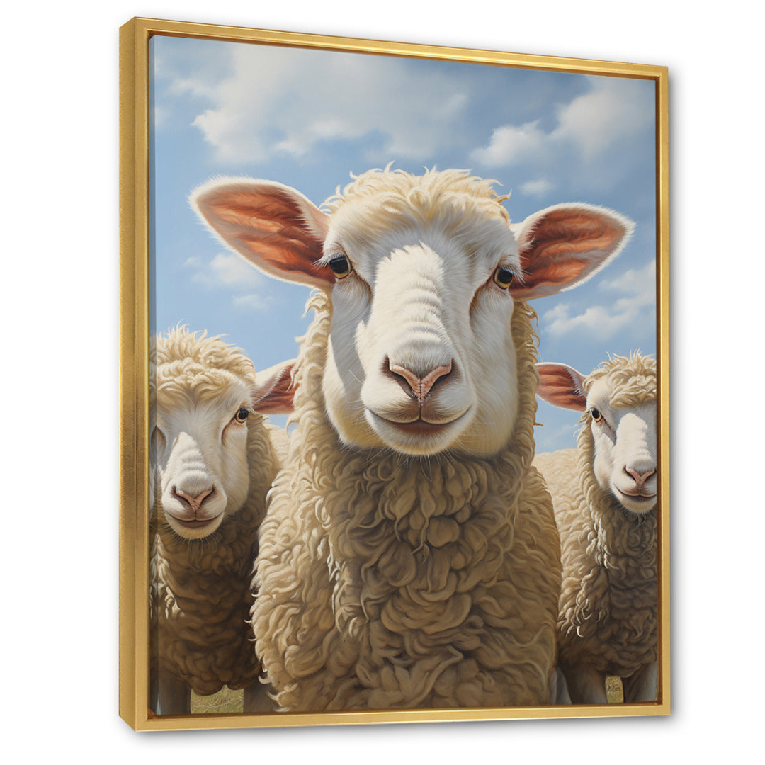 Sheep Family Selfie - Sheep Canvas Wall Art