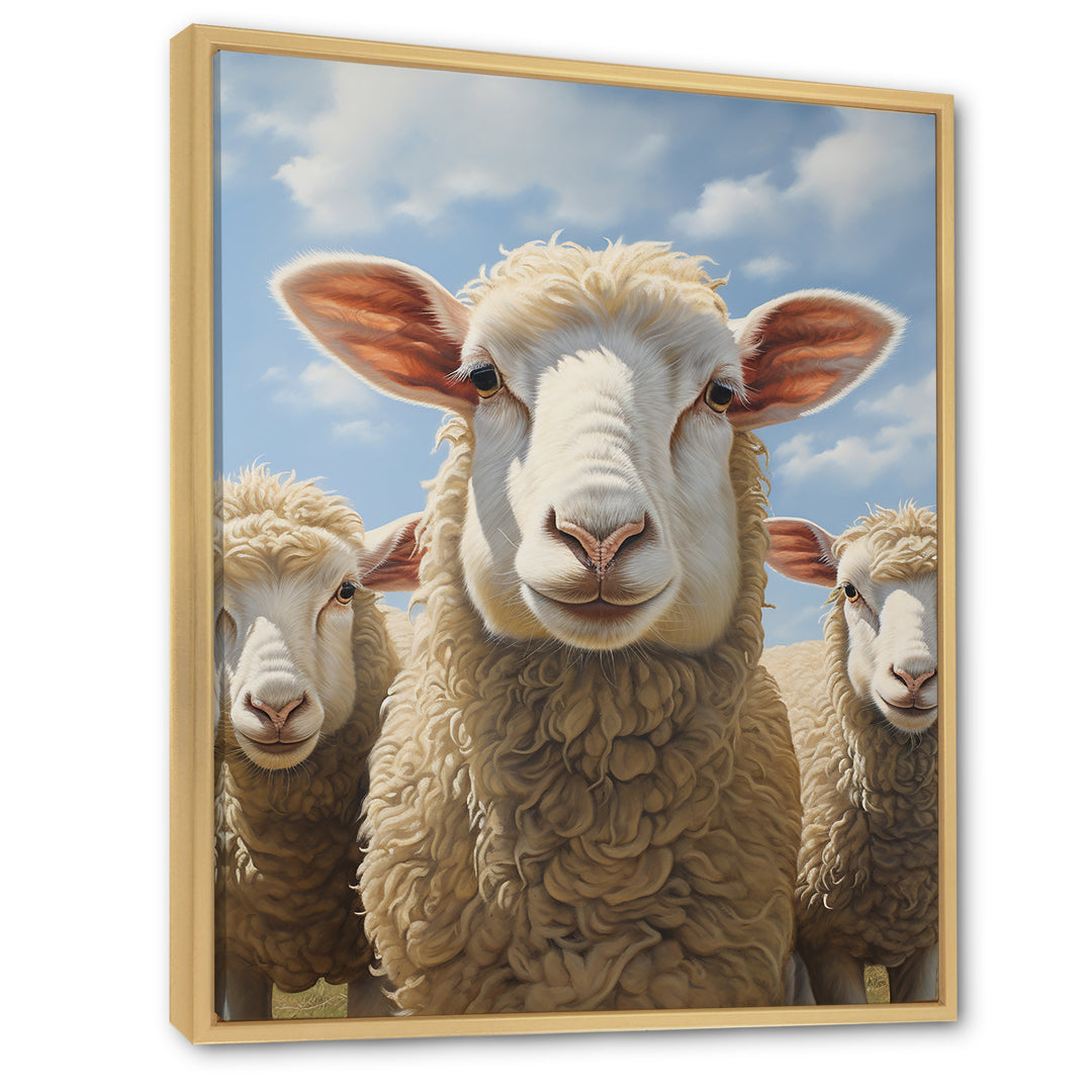 Sheep Family Selfie - Sheep Canvas Wall Art