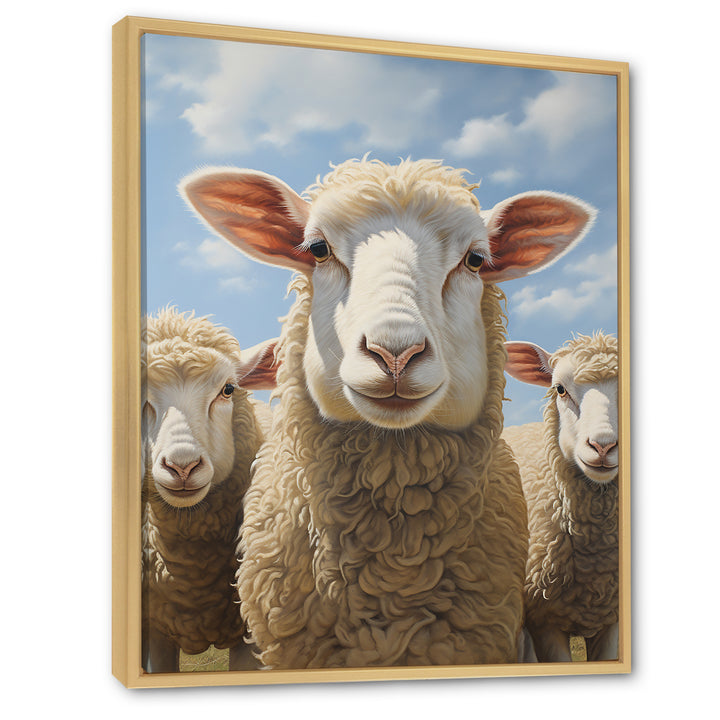 Sheep Family Selfie - Sheep Canvas Wall Art