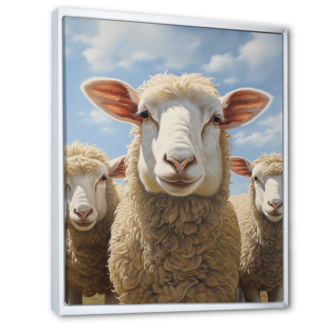 Sheep Family Selfie - Sheep Canvas Wall Art