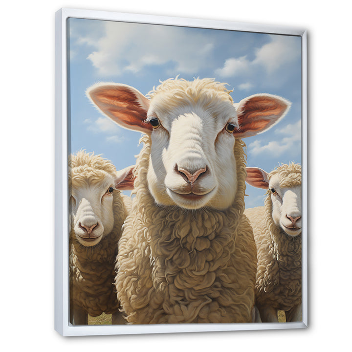 Sheep Family Selfie - Sheep Canvas Wall Art