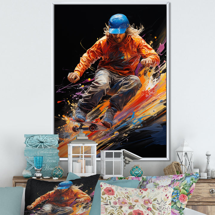 Skateboard Abstract Ollie - Skateboard Canvas Wall Art