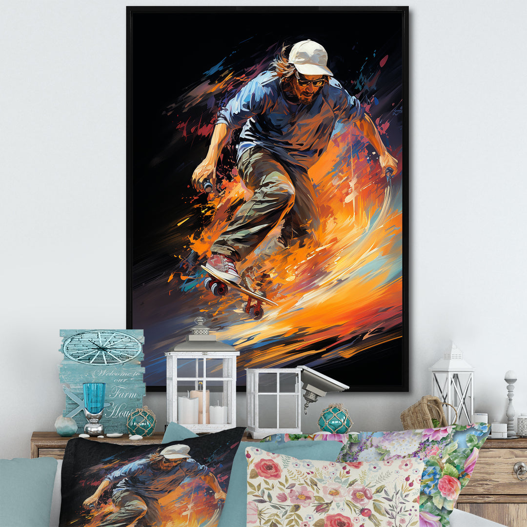 Skateboard Rhythmic Grind - Skateboard Canvas Wall Art