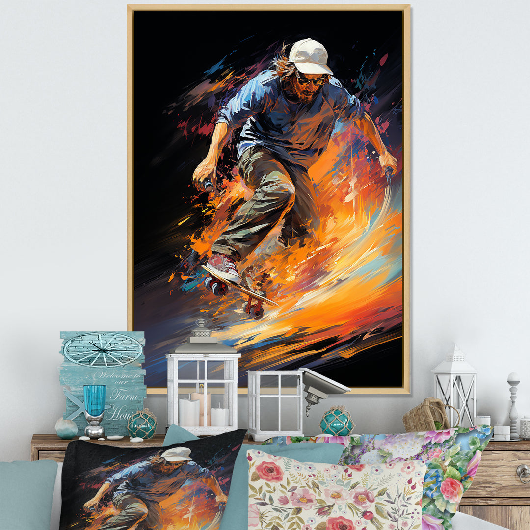 Skateboard Rhythmic Grind - Skateboard Canvas Wall Art