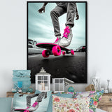 Pink Skateboard Dreams - Skateboard Canvas Wall Art