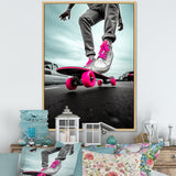 Pink Skateboard Dreams - Skateboard Canvas Wall Art
